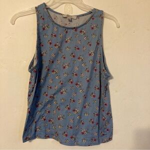 Gaze Floral Crop Tank Top - Light Blue size M soft and stretchy